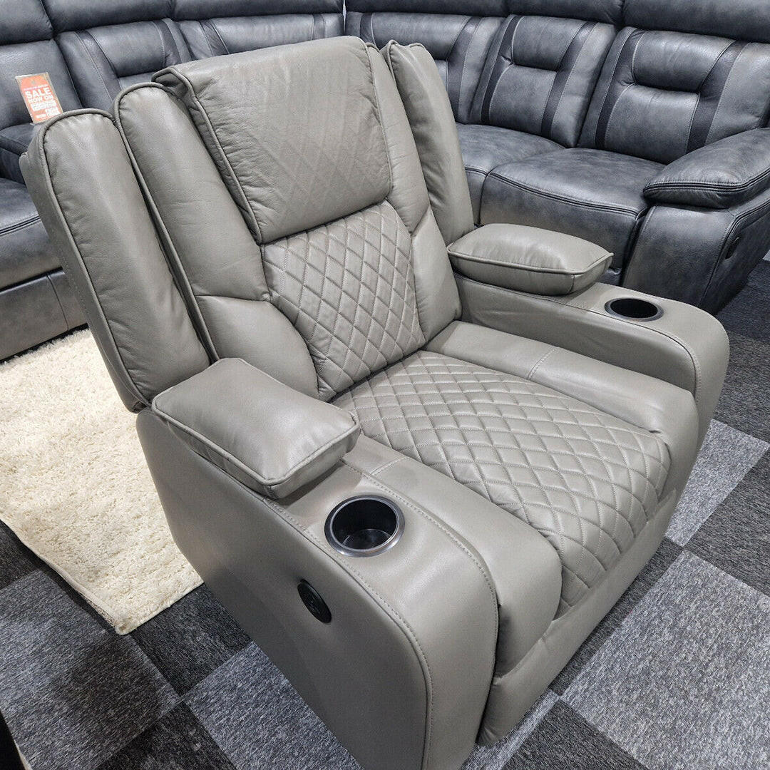 Orlando Electric Recliners Leather Arm Chair (Black, Grey,Brown) /LED LIGHTS/USB PORTS - My Store