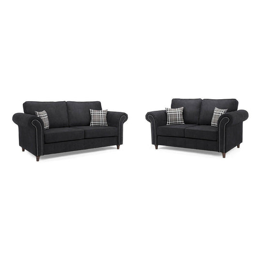 Oakland Leather Sofa 3+2 Seater Black - My Store