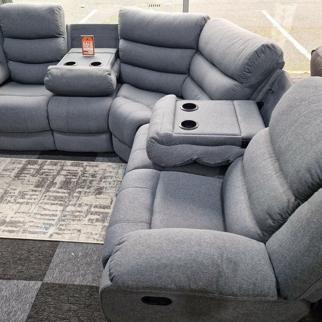 Sorrento Fabric Recliner Corner Sofa Grey - My Store