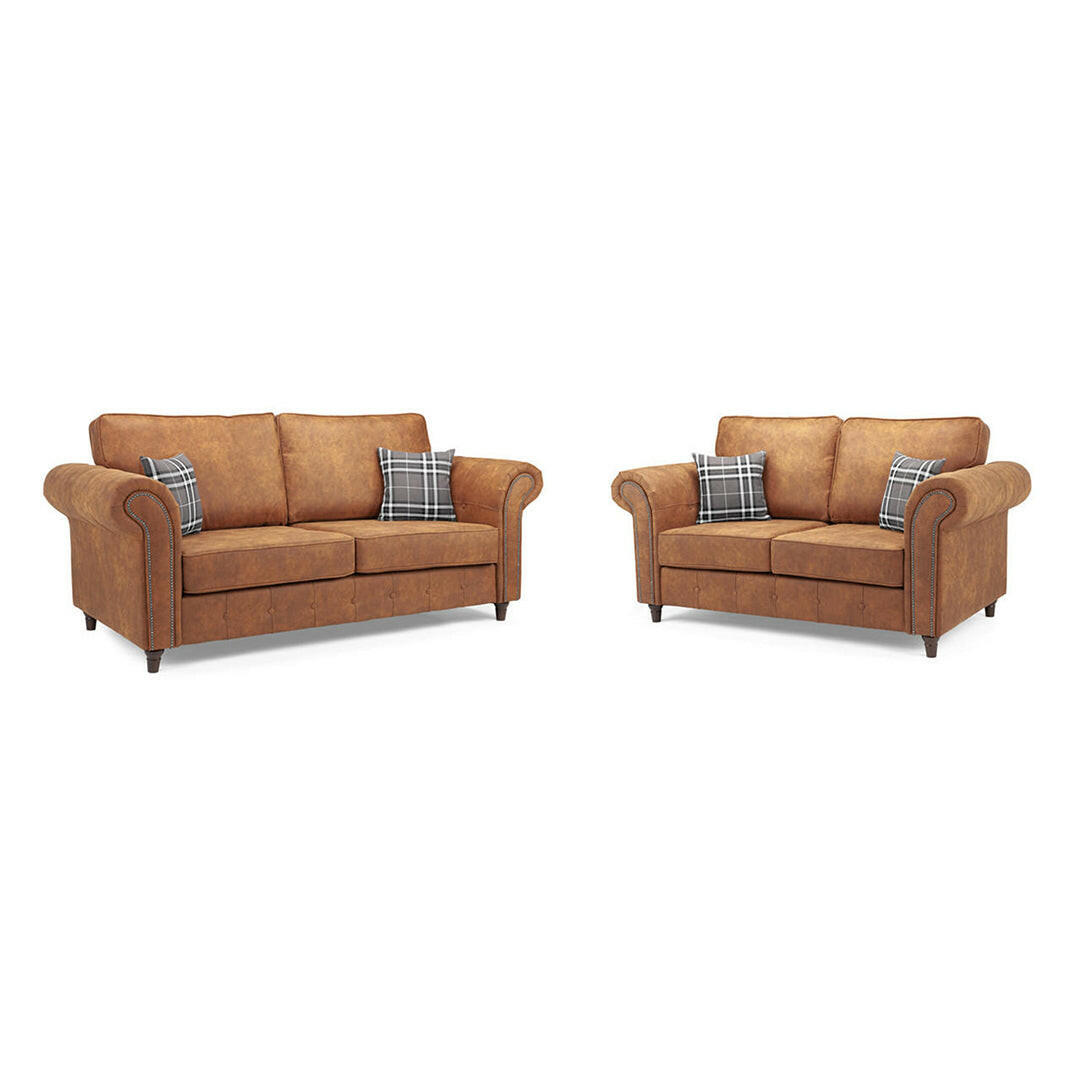 Oakland Leather Sofa 3+2 Seater Tan - My Store