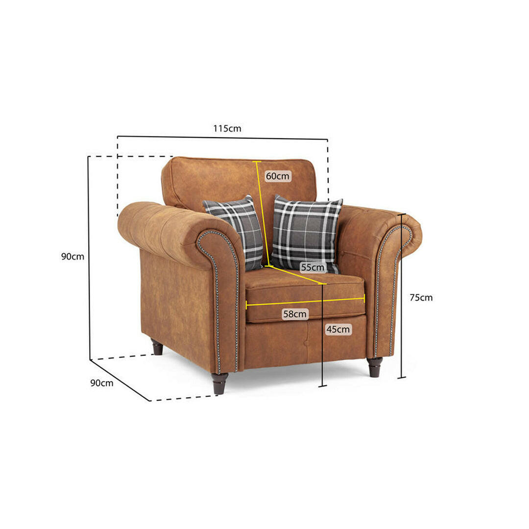 Oakland Leather Armchair , Tan And Black - My Store