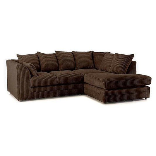 ENV Dylan Fabric Corner Sofa Chocolate | Soft Jumbo Cord 3-4 Seater Corner Sofa - My Store