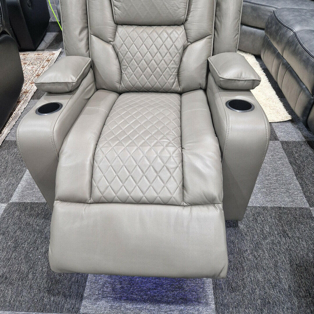 Orlando Electric Recliners 3+2 Seater Leather Sofa (Black, Grey,Brown) /LED LIGHTS/WIRELESS CHARGER - My Store