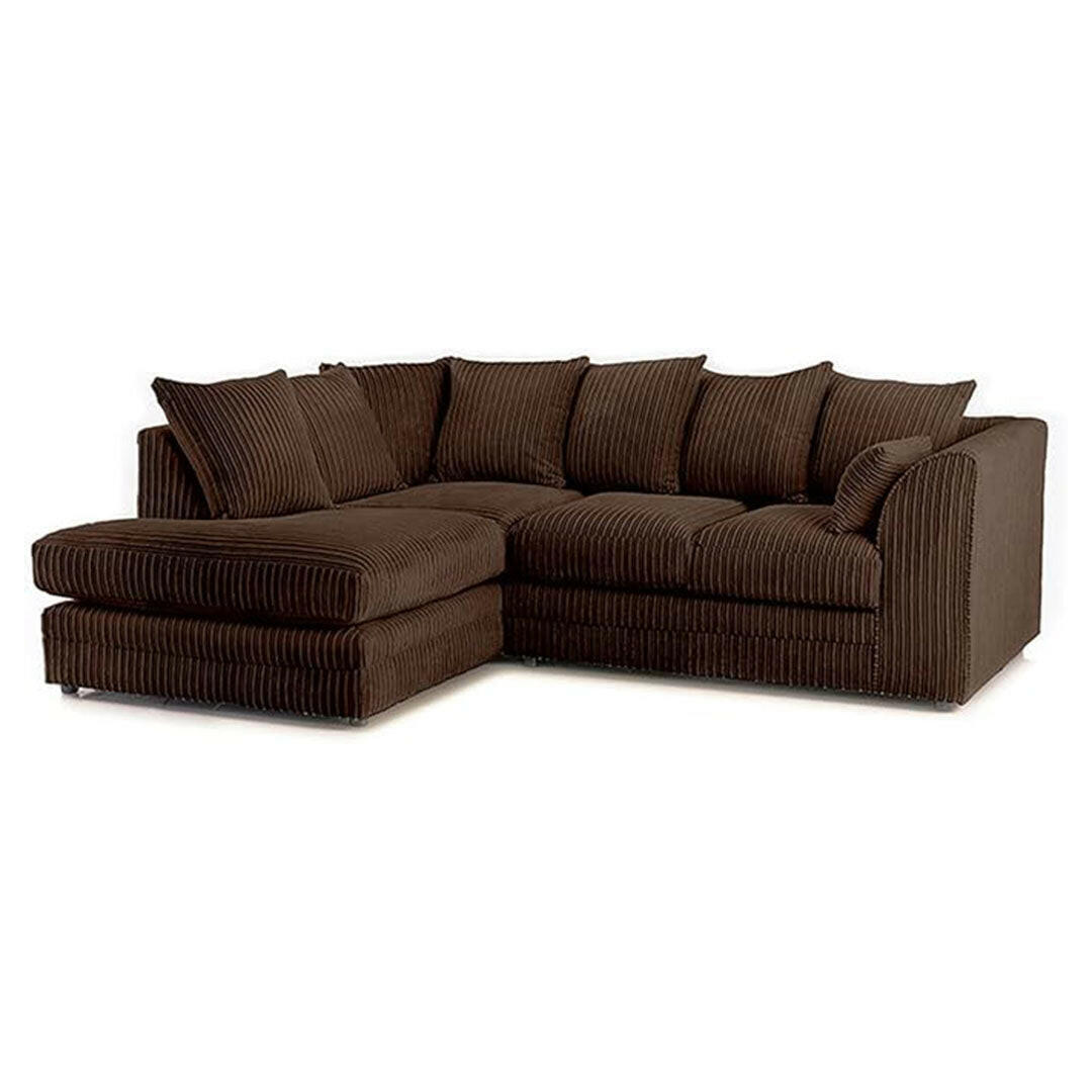 ENV Dylan Fabric Corner Sofa Black | Soft Jumbo Cord 3-4 Seater Corner Sofa - My Store