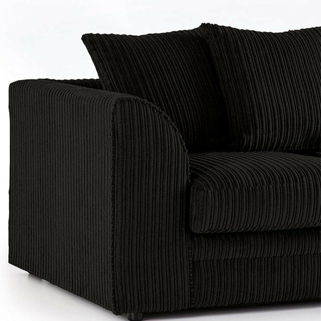 ENV Dylan Fabric Corner Sofa Black | Soft Jumbo Cord 3-4 Seater Corner Sofa - My Store