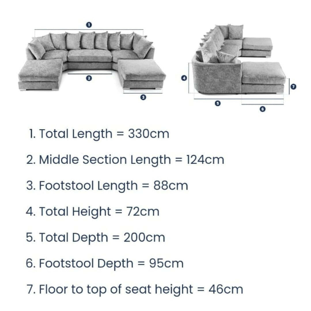 Bishop U Shape Corner Sofa Scatter Back - My Store