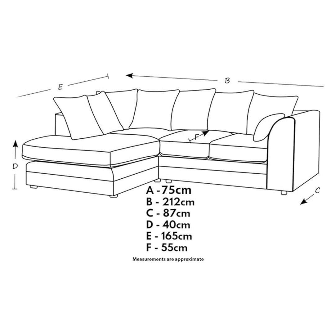 ENV Dylan Fabric Corner Sofa Black | Soft Jumbo Cord 3-4 Seater Corner Sofa - My Store