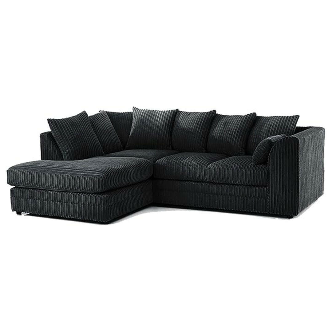 ENV Dylan Fabric Corner Sofa Black | Soft Jumbo Cord 3-4 Seater Corner Sofa - My Store