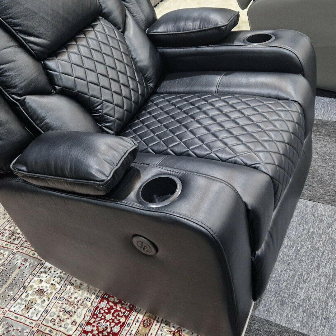 Orlando Electric Recliners Leather Arm Chair (Black, Grey,Brown) /LED LIGHTS/USB PORTS - My Store