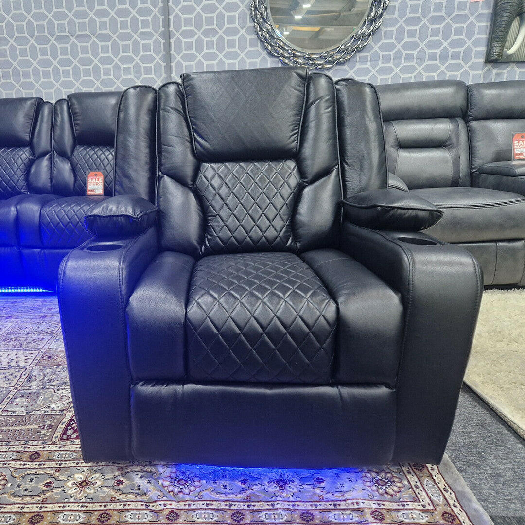 Orlando Electric Recliners 3+2 Seater Leather Sofa (Black, Grey,Brown) /LED LIGHTS/WIRELESS CHARGER - My Store