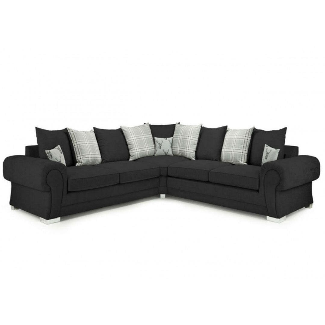 Verona Scatterback 5 seater fabric Sofa Black - My Store