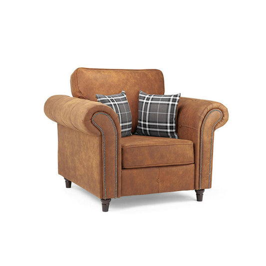 Oakland Leather Armchair , Tan And Black - My Store