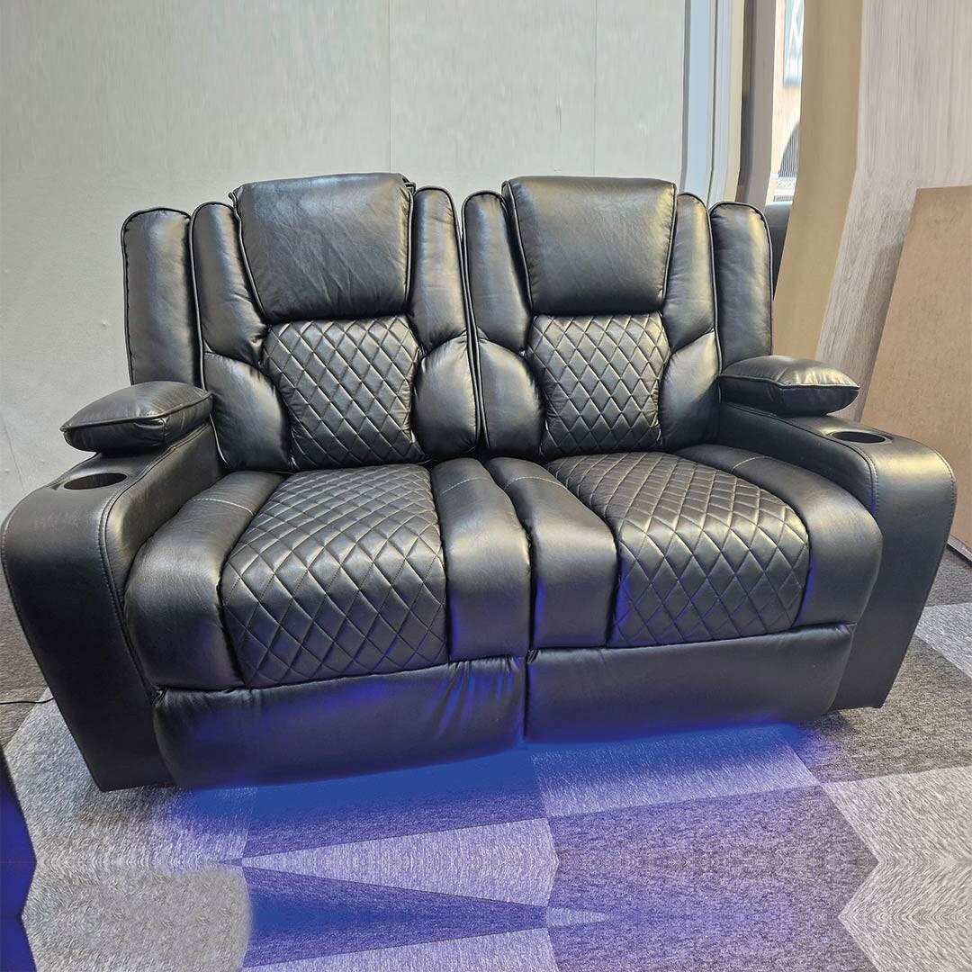 Orlando Electric Recliners 3+2 Seater Leather Sofa (Black, Grey,Brown) /LED LIGHTS/WIRELESS CHARGER - My Store