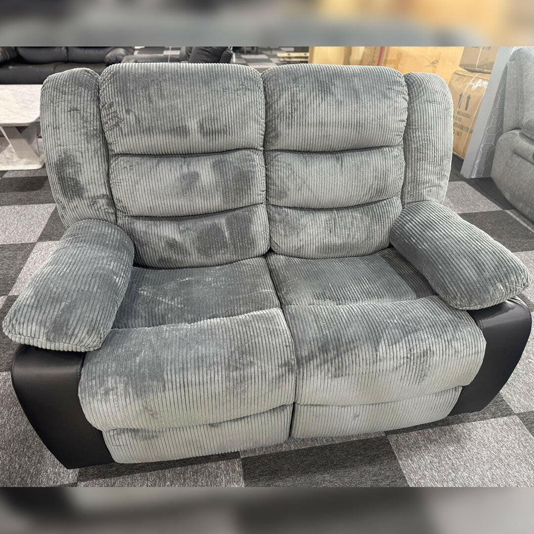 Rio Cord Fabric Recliner 3+2 Seater Sofa Grey - My Store