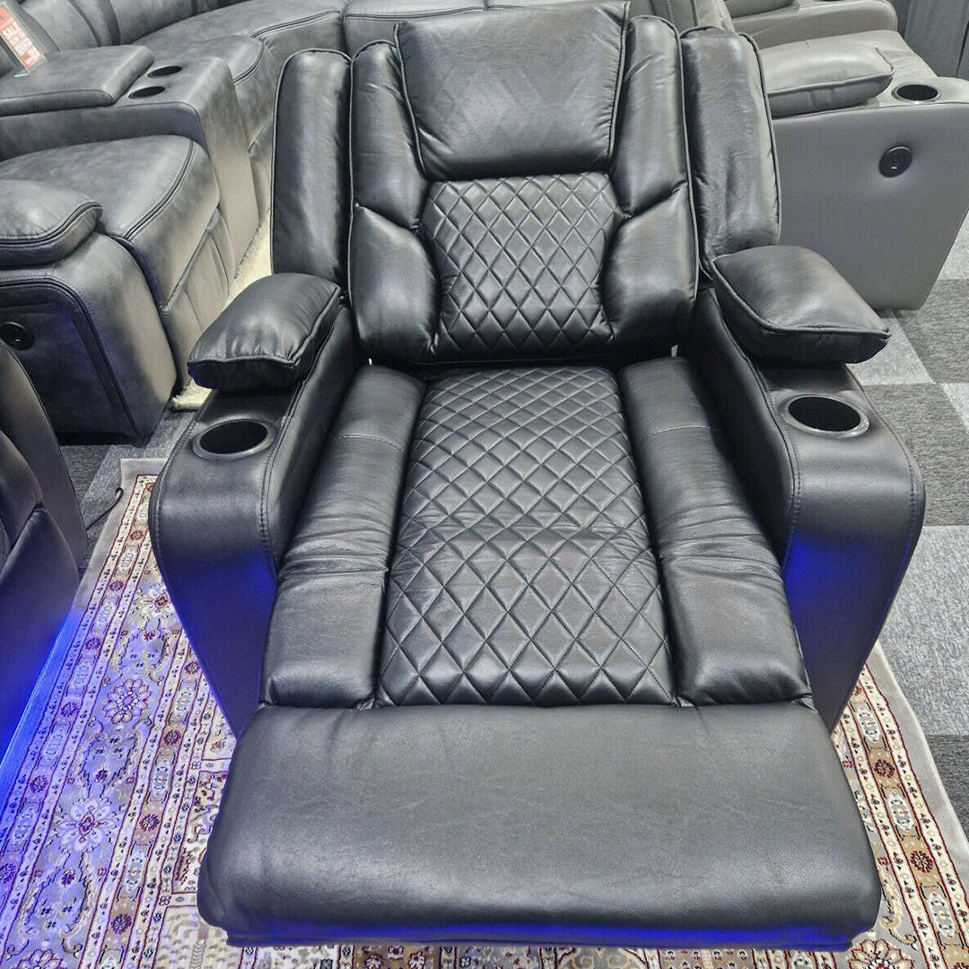 Orlando Electric Recliners Leather Arm Chair (Black, Grey,Brown) /LED LIGHTS/USB PORTS - My Store