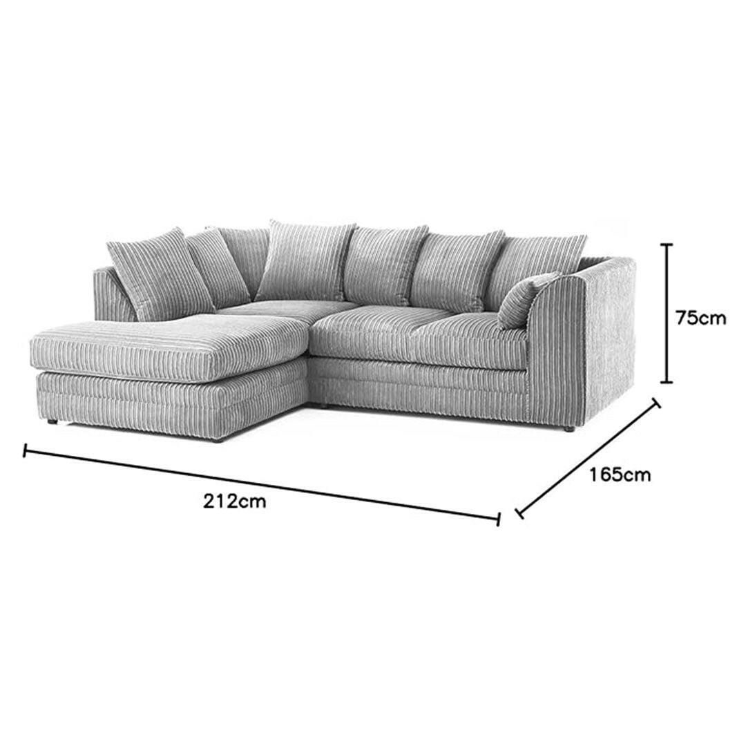 ENV Dylan Fabric Corner Sofa Black | Soft Jumbo Cord 3-4 Seater Corner Sofa - My Store