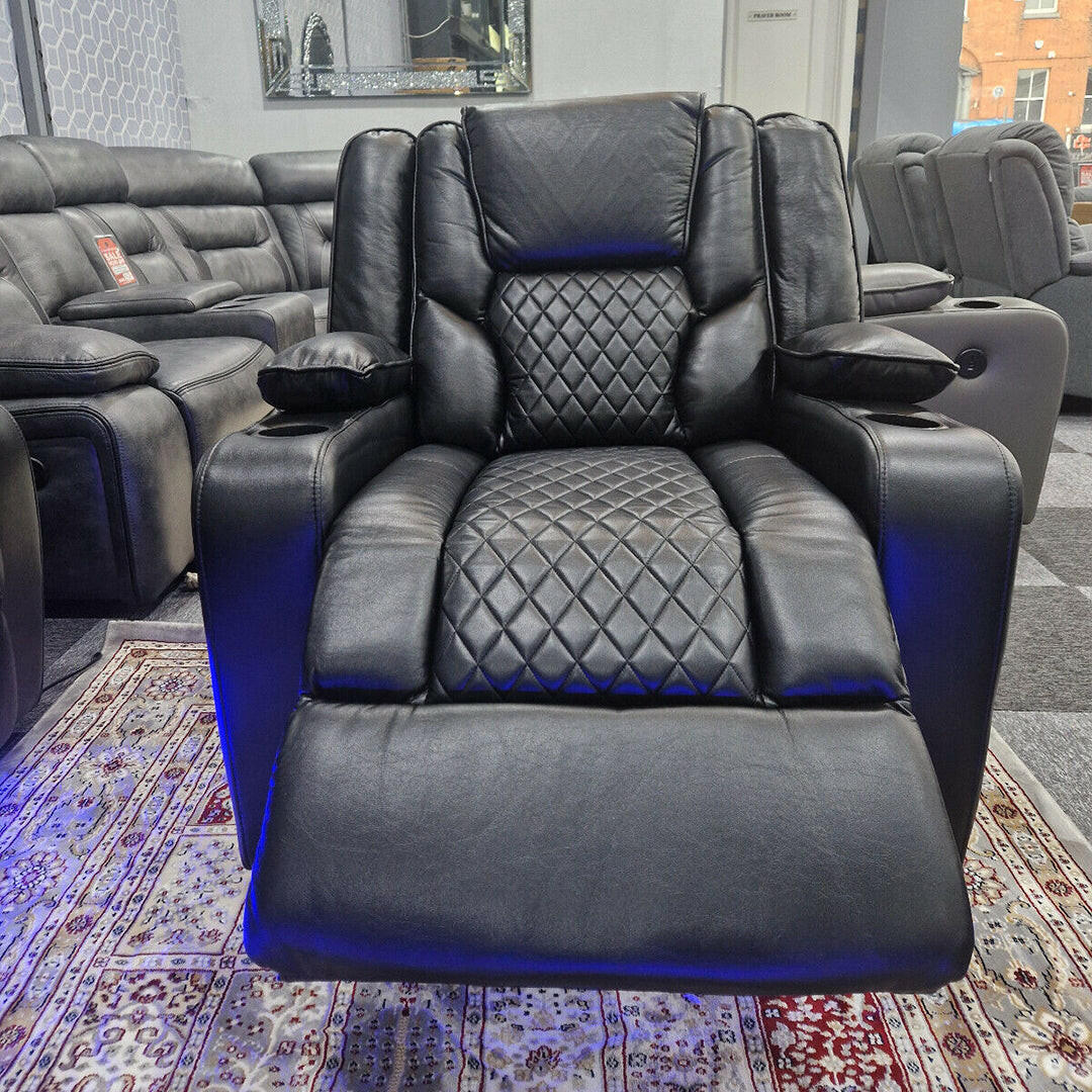 Orlando Electric Recliners Leather Arm Chair (Black, Grey,Brown) /LED LIGHTS/USB PORTS - My Store