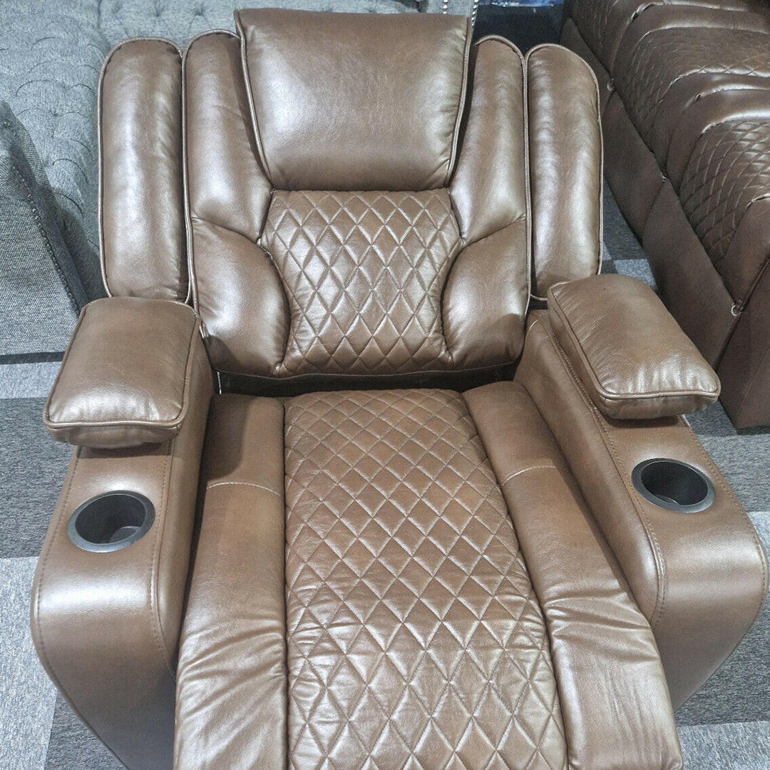 Orlando Electric Recliners Leather Arm Chair (Black, Grey,Brown) /LED LIGHTS/USB PORTS - My Store