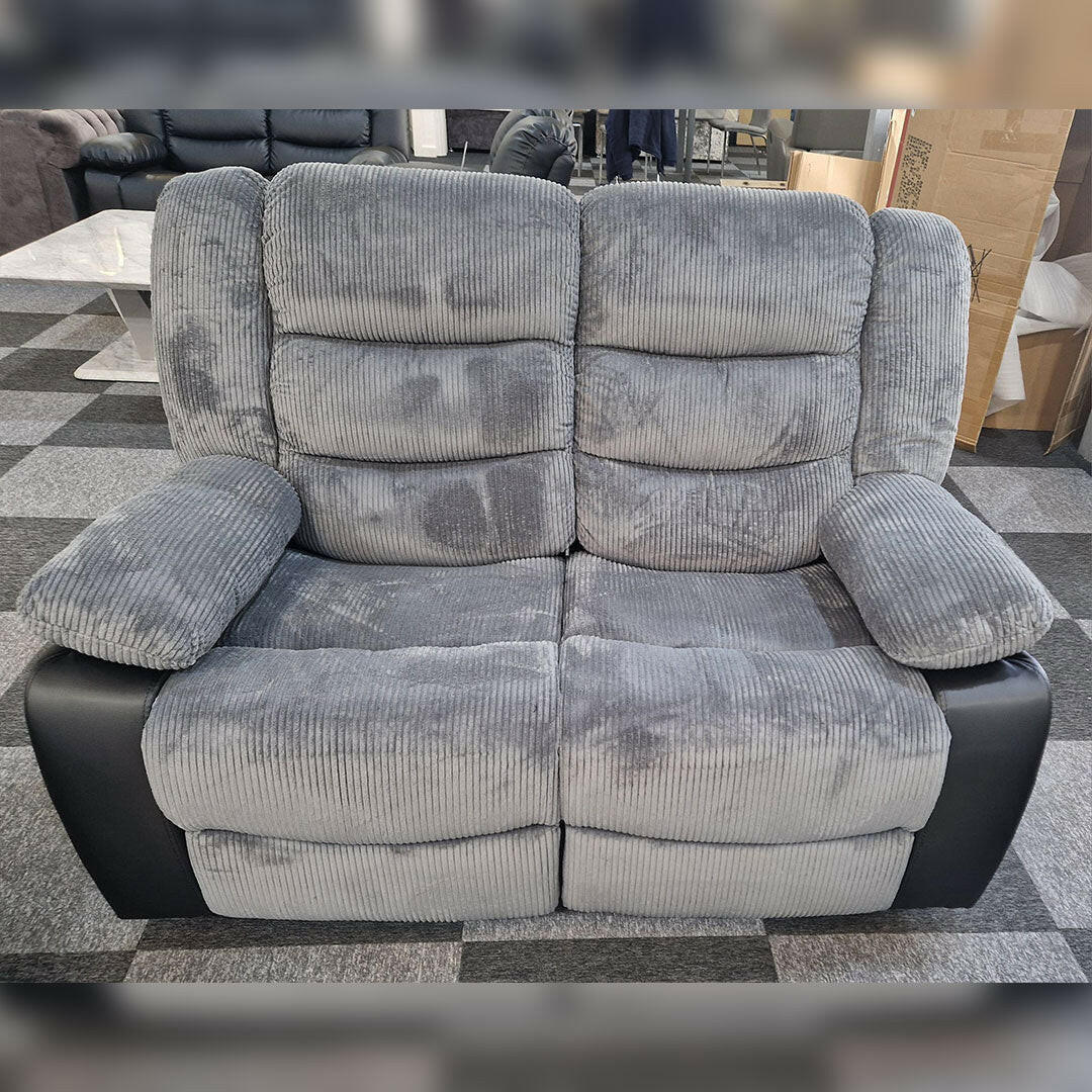 Rio Cord Fabric Recliner 3+2 Seater Sofa Grey - My Store