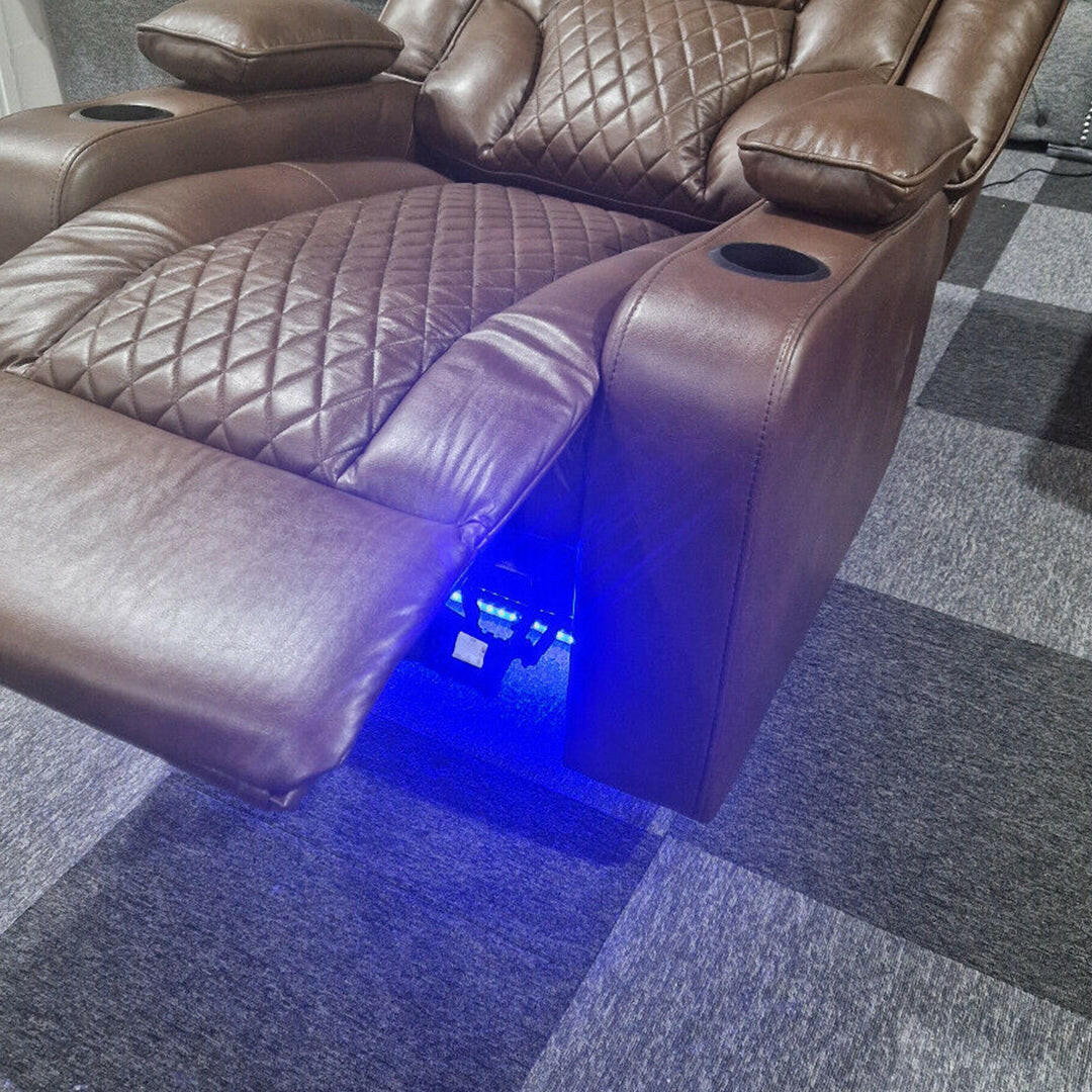 Orlando Electric Recliners Leather Arm Chair (Black, Grey,Brown) /LED LIGHTS/USB PORTS - My Store