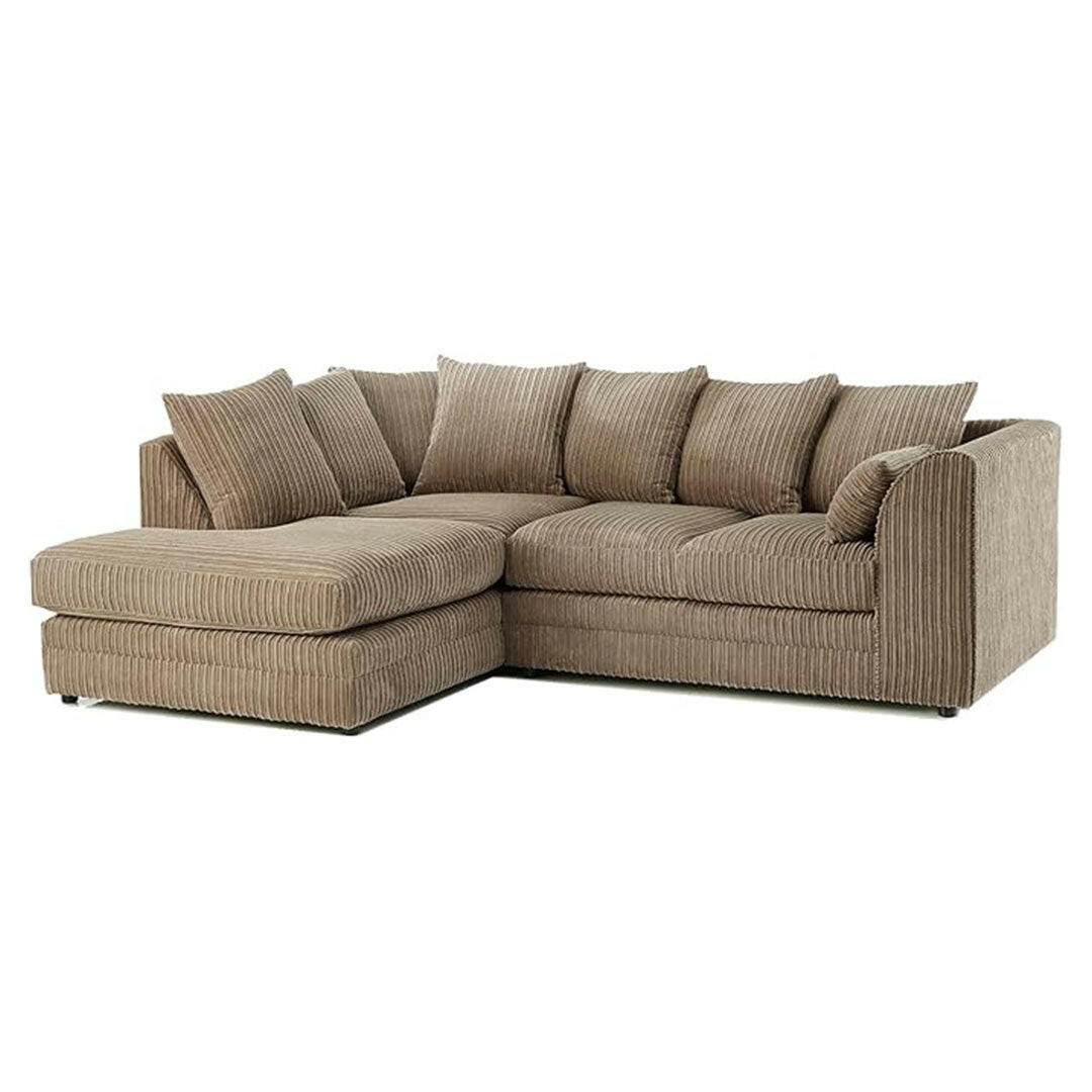 ENV Dylan Fabric Corner Sofa Coffee | Soft Jumbo Cord 3-4 Seater - My Store