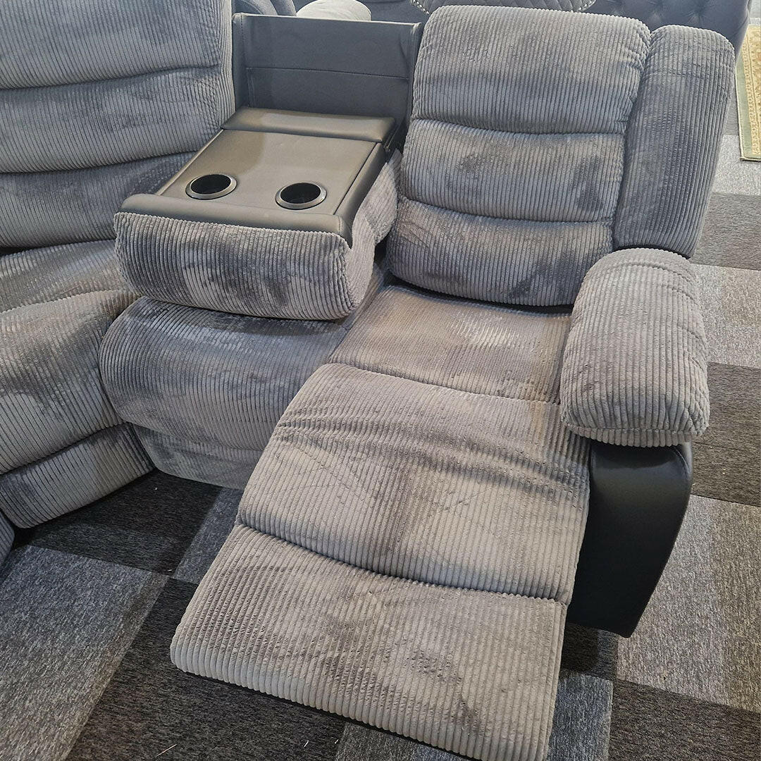 Rio Cord Fabric Recliner Corner Sofa Grey - My Store