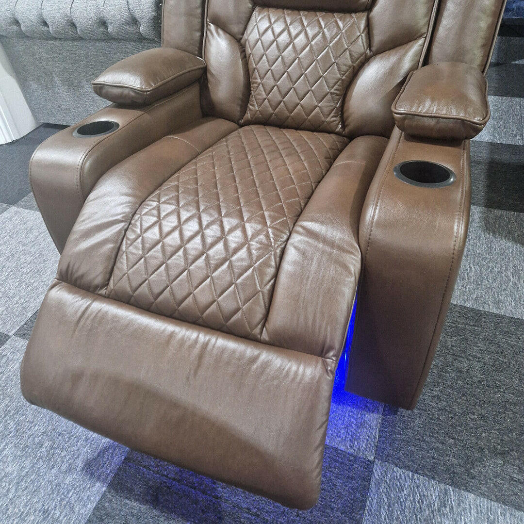 Orlando Electric Recliners Leather Arm Chair (Black, Grey,Brown) /LED LIGHTS/USB PORTS - My Store