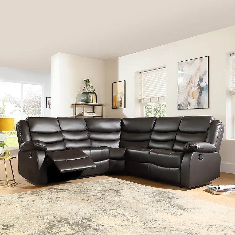 Sorrento Leather Recliner Corner Sofa (Black/Grey/Brown) - My Store