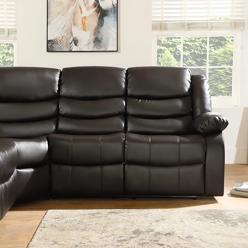 Sorrento Leather Recliner Corner Sofa (Black/Grey/Brown) - My Store