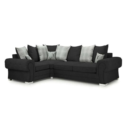 Verona Scatter back 4 seater sofa Black Right and Left Hand Facing Corner - My Store