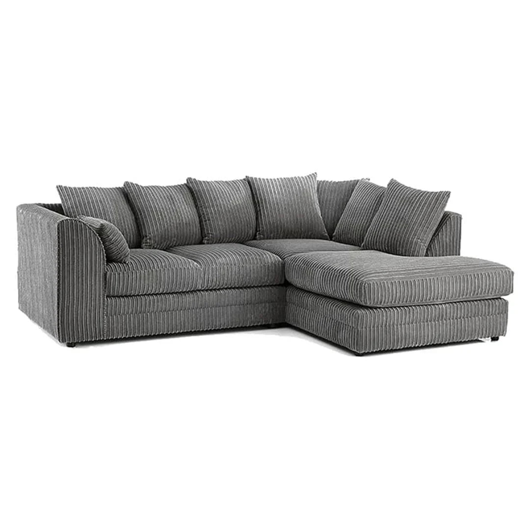 ENV Dylan Fabric Corner Sofa Black | Soft Jumbo Cord 3-4 Seater Corner Sofa - My Store