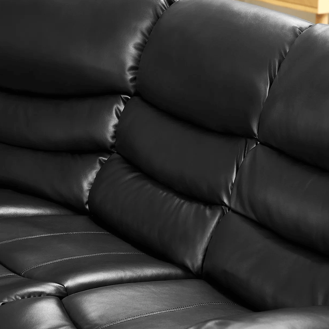 Sorrento Leather Recliner Corner Sofa (Black/Grey/Brown) - My Store