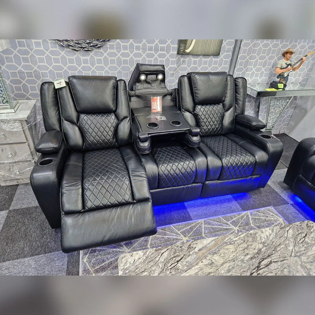 Orlando Electric Recliners 3+2 Seater Leather Sofa (Black, Grey,Brown) /LED LIGHTS/WIRELESS CHARGER - My Store