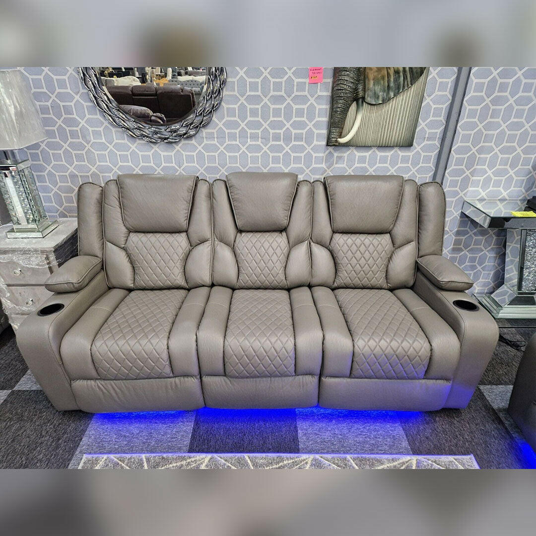 Orlando Electric Recliners 3+2 Seater Leather Sofa (Black, Grey,Brown) /LED LIGHTS/WIRELESS CHARGER - My Store