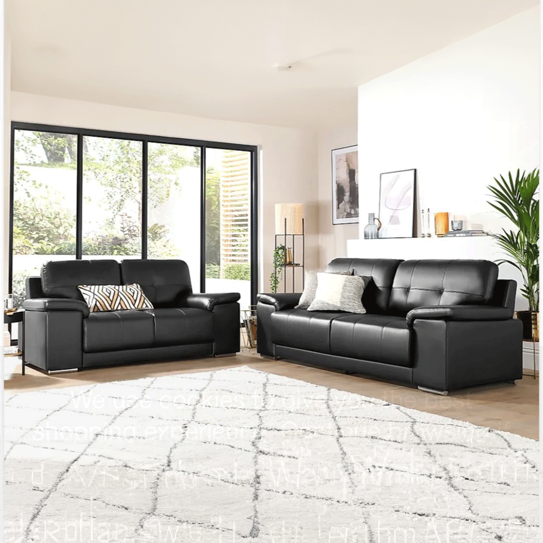 Kansas Leather Sofa Black - My Store