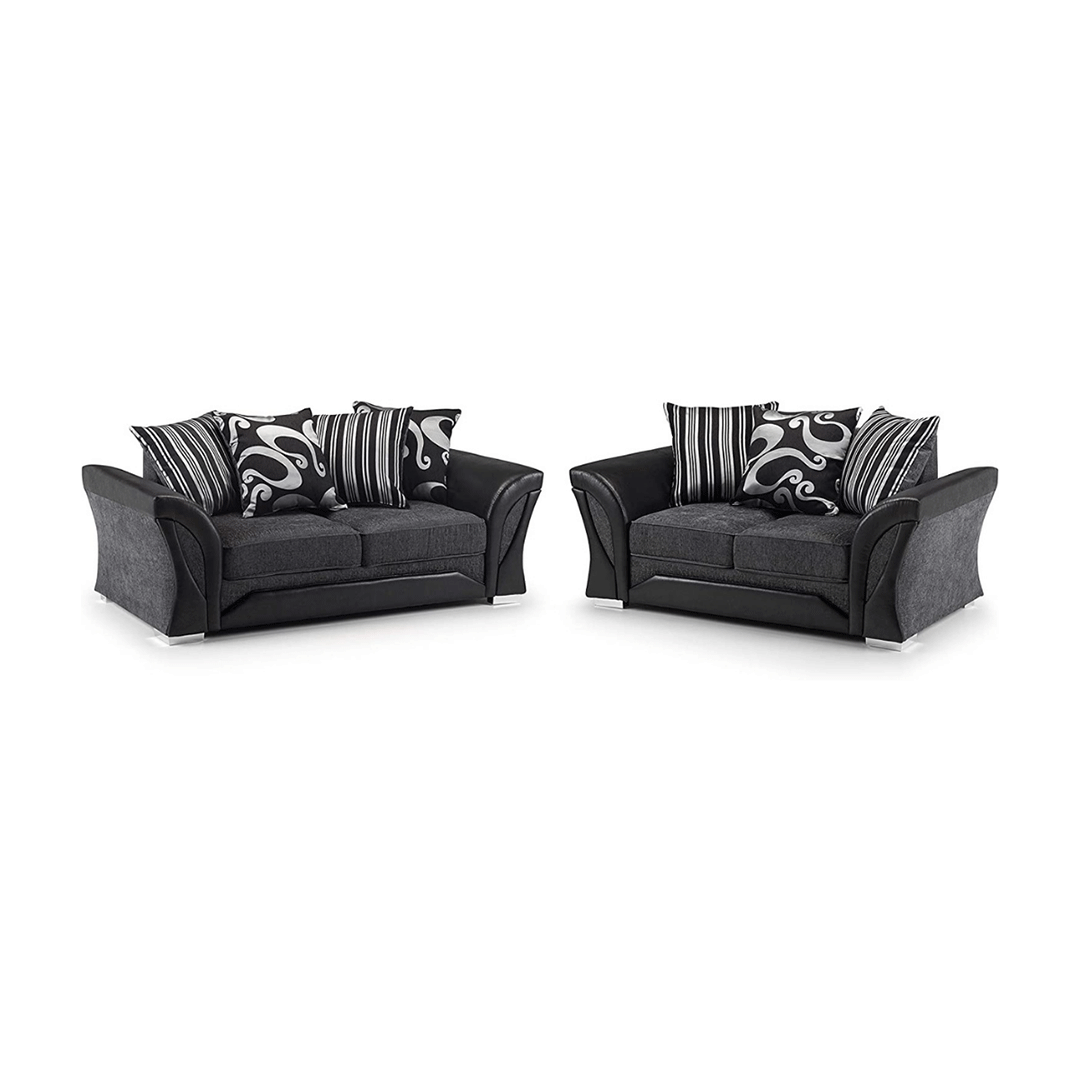 Shannon Sofa 3+2 Seater Grey and Black - My Store