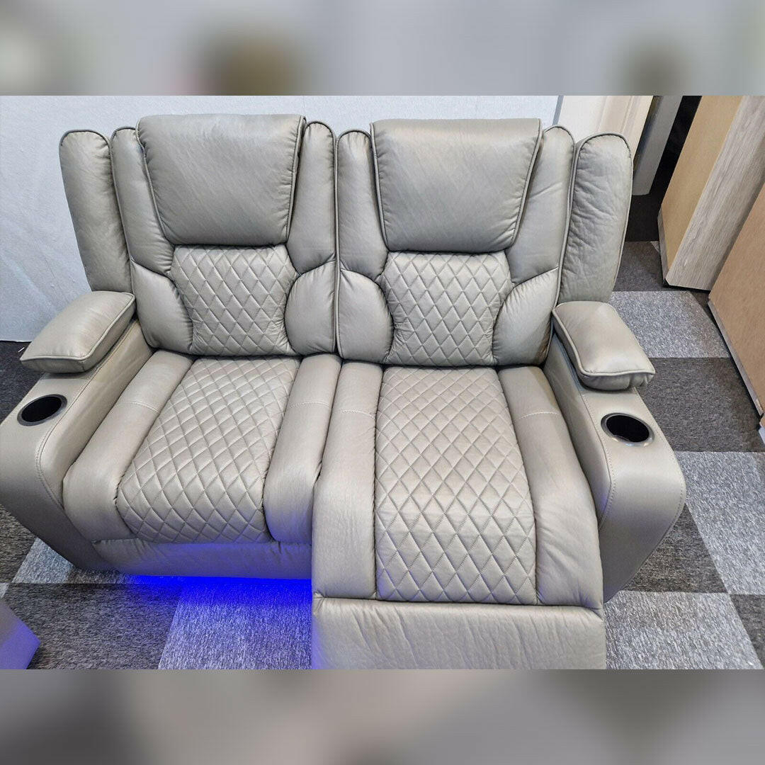 Orlando Electric Recliners 3+2 Seater Leather Sofa (Black, Grey,Brown) /LED LIGHTS/WIRELESS CHARGER - My Store