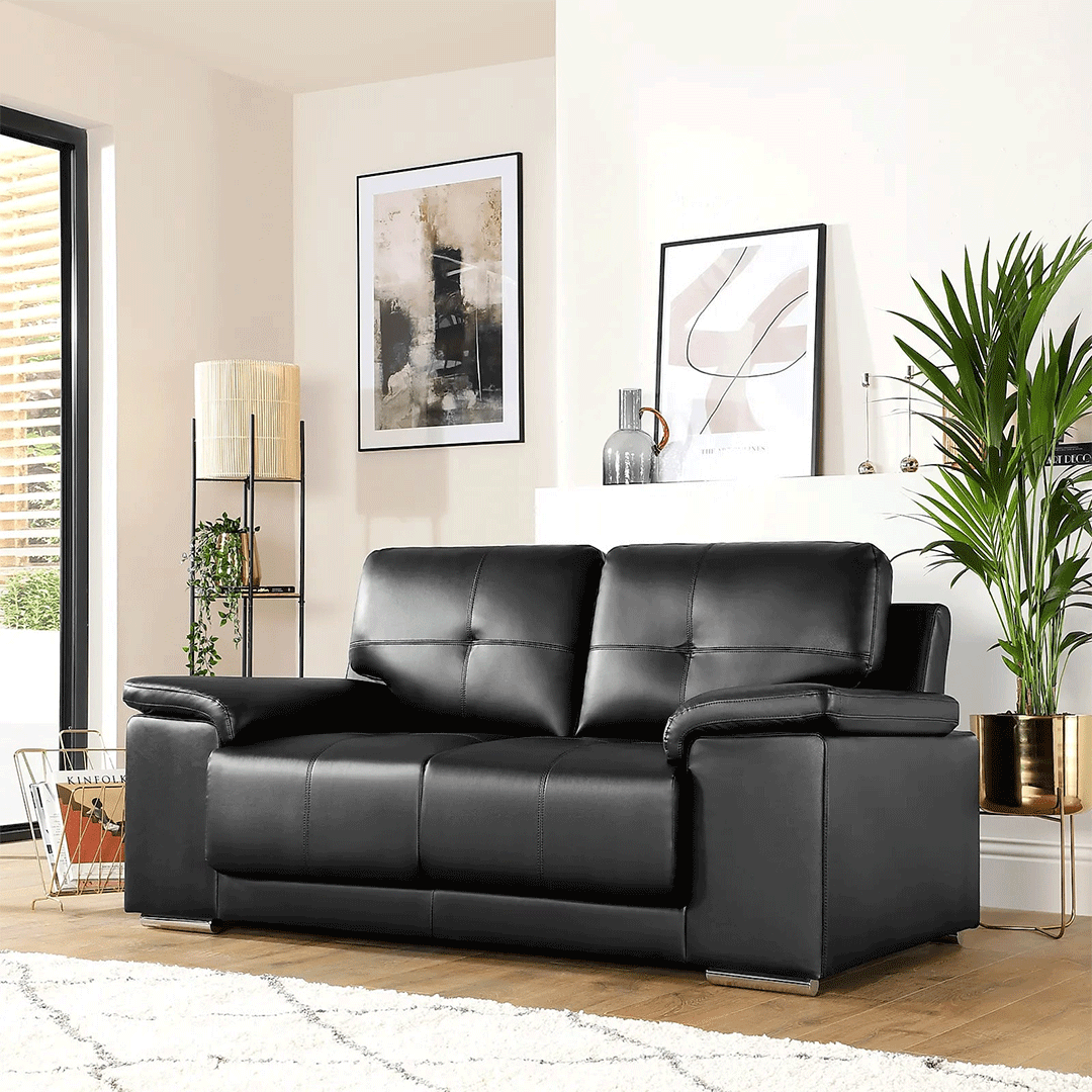 Kansas Leather Sofa Black - My Store