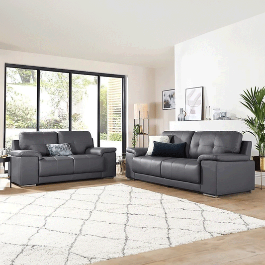 Kansas Leather Sofa Grey - My Store