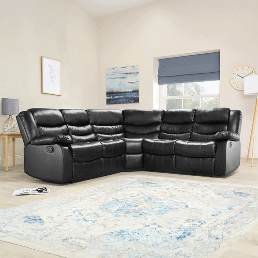 Sorrento Leather Recliner Corner Sofa (Black/Grey/Brown) - My Store