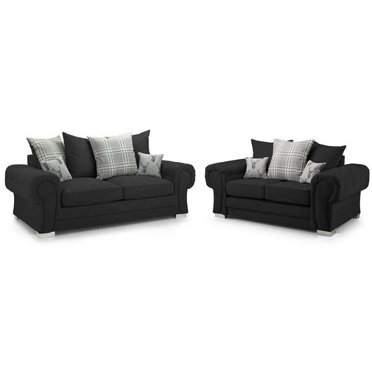 Verona sofa 3+2 Seater Scatter Back Black - My Store