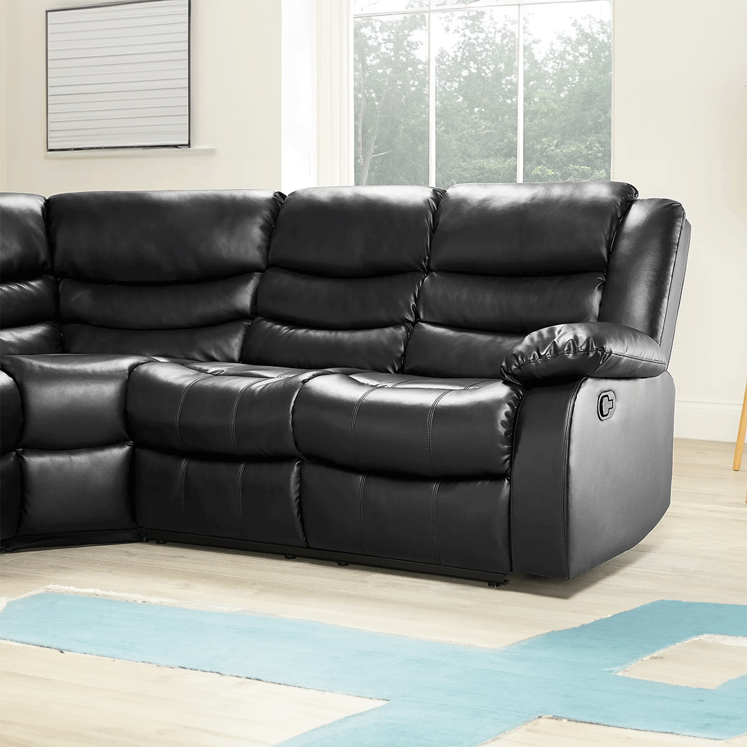 Sorrento Leather Recliner Corner Sofa (Black/Grey/Brown) - My Store