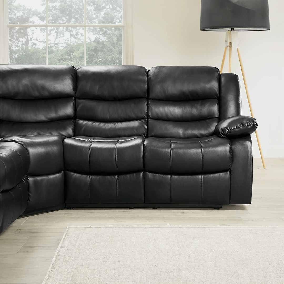 Sorrento Leather Recliner Corner Sofa (Black/Grey/Brown) - My Store