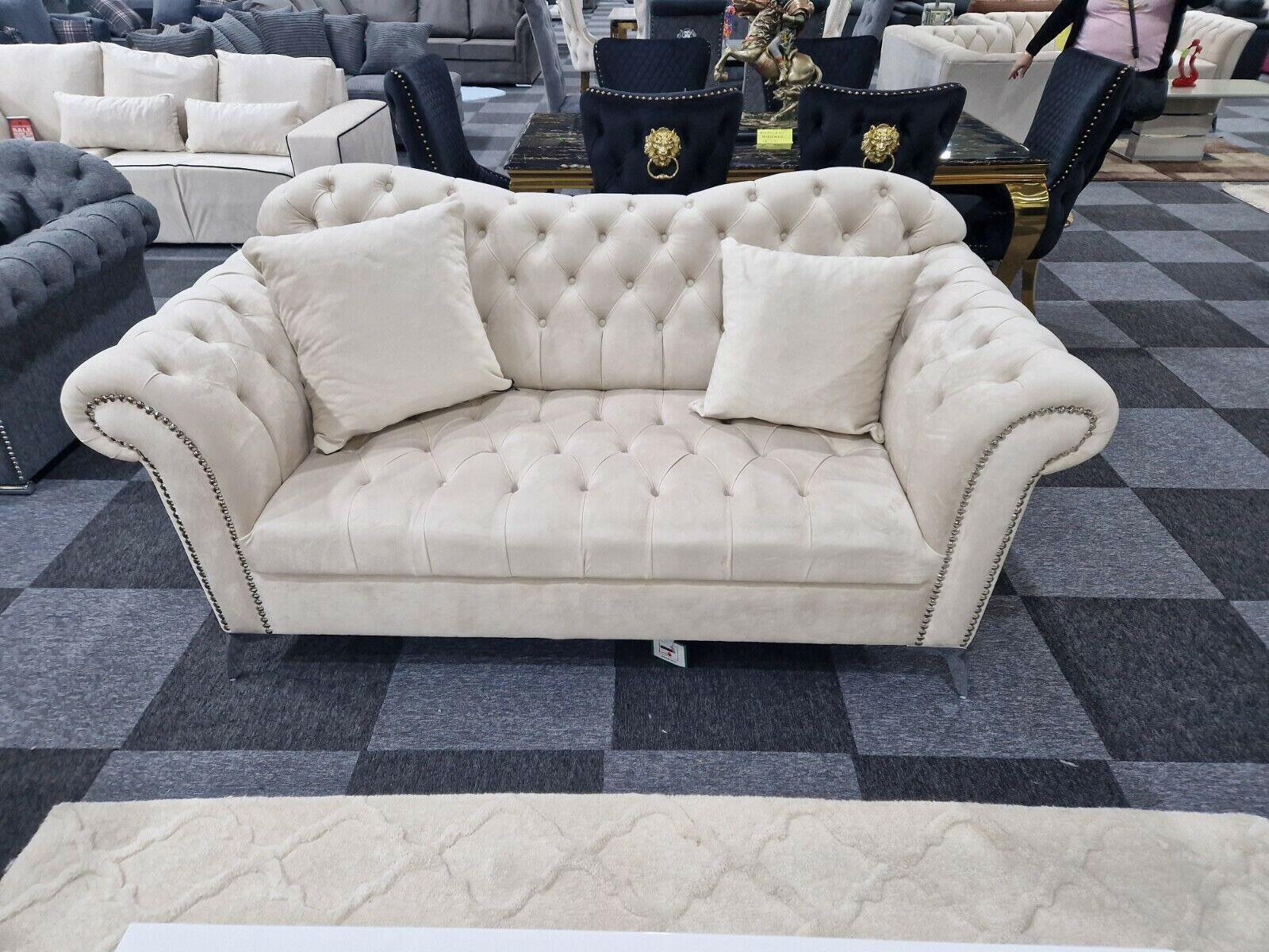 Elegance Chesterfield Sofa 3+2 Cream - My Store