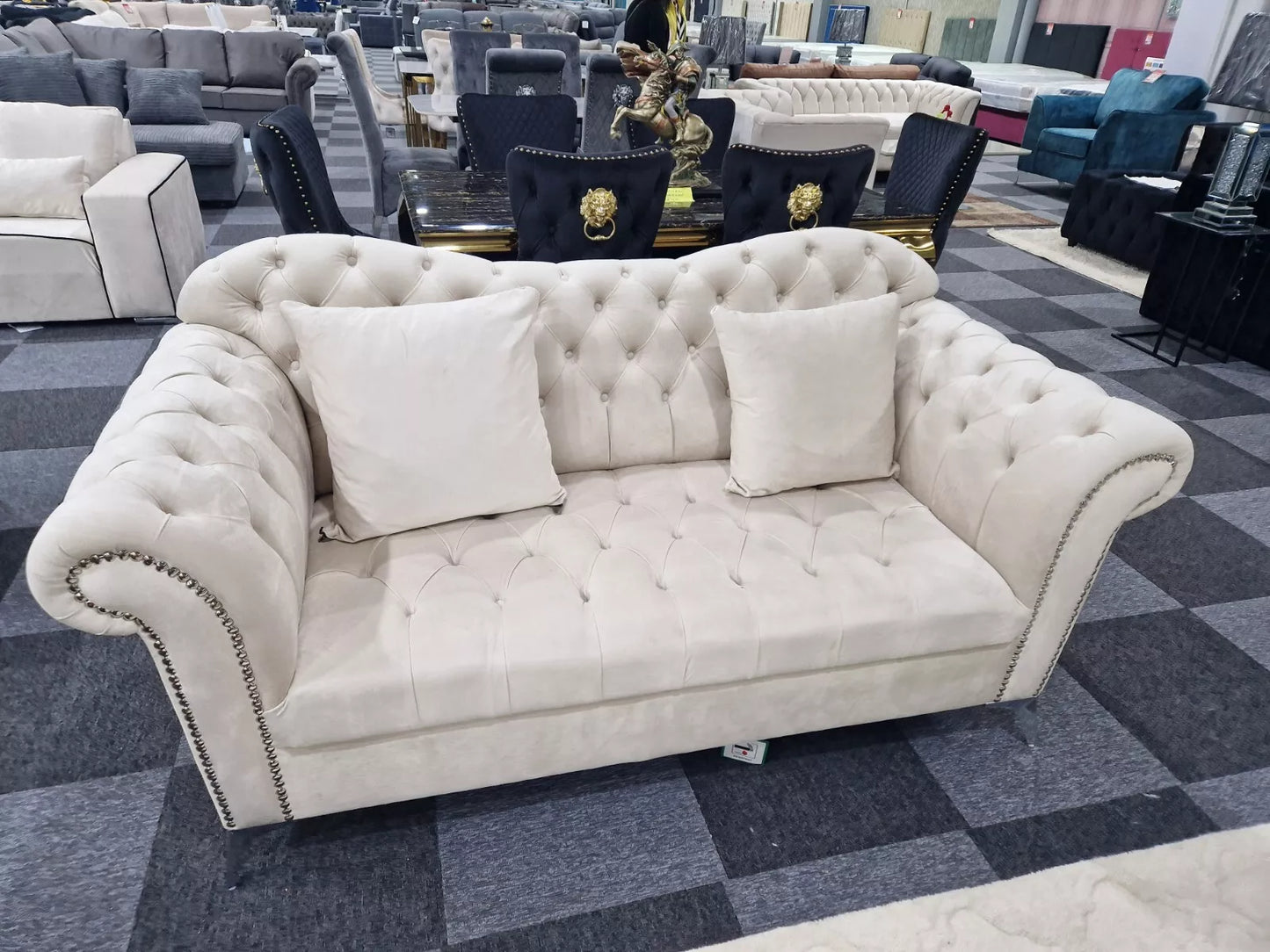 Elegance Chesterfield Sofa 3+2 Cream - My Store