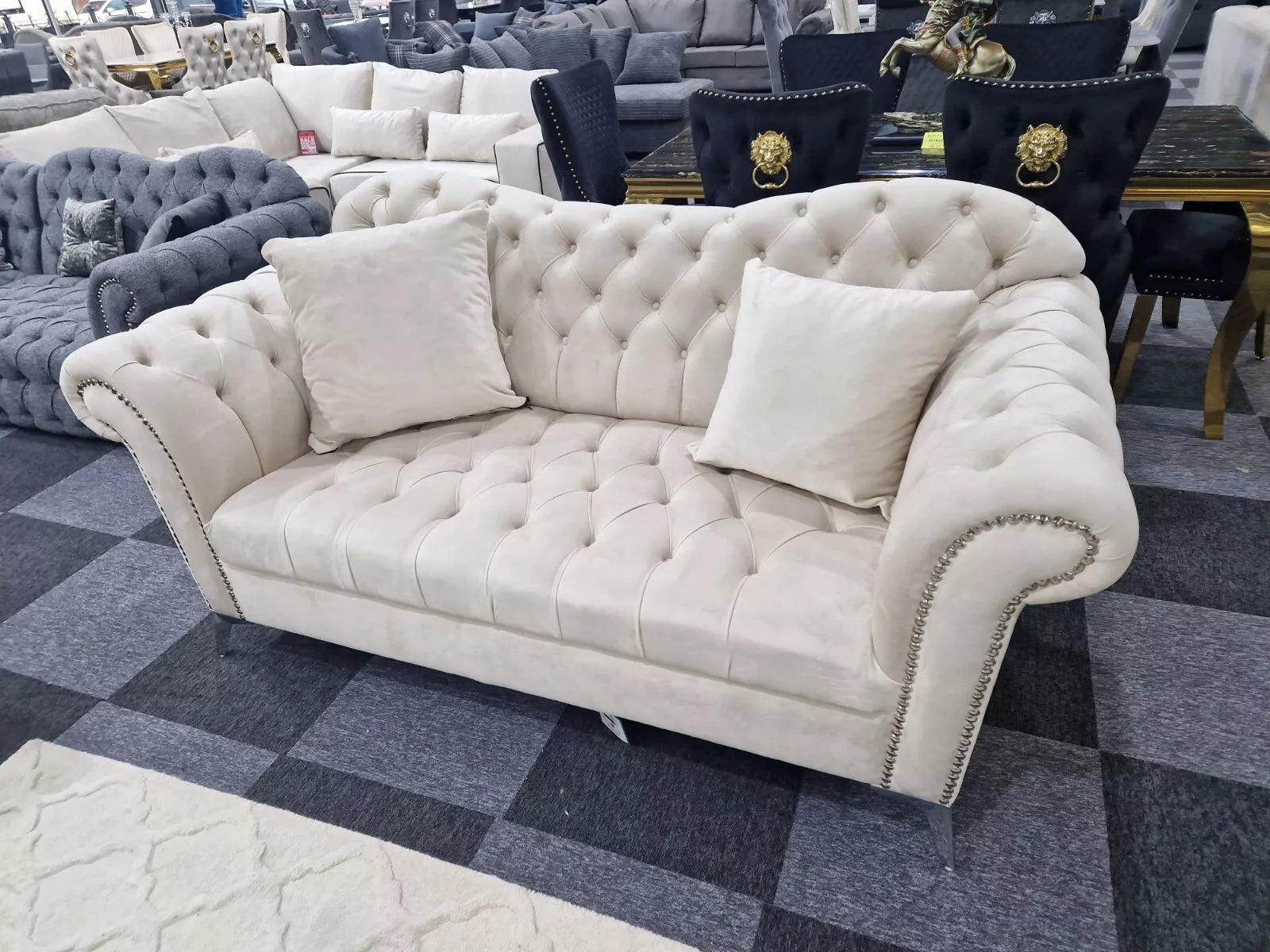 Elegance Chesterfield Sofa 3+2 Cream - My Store