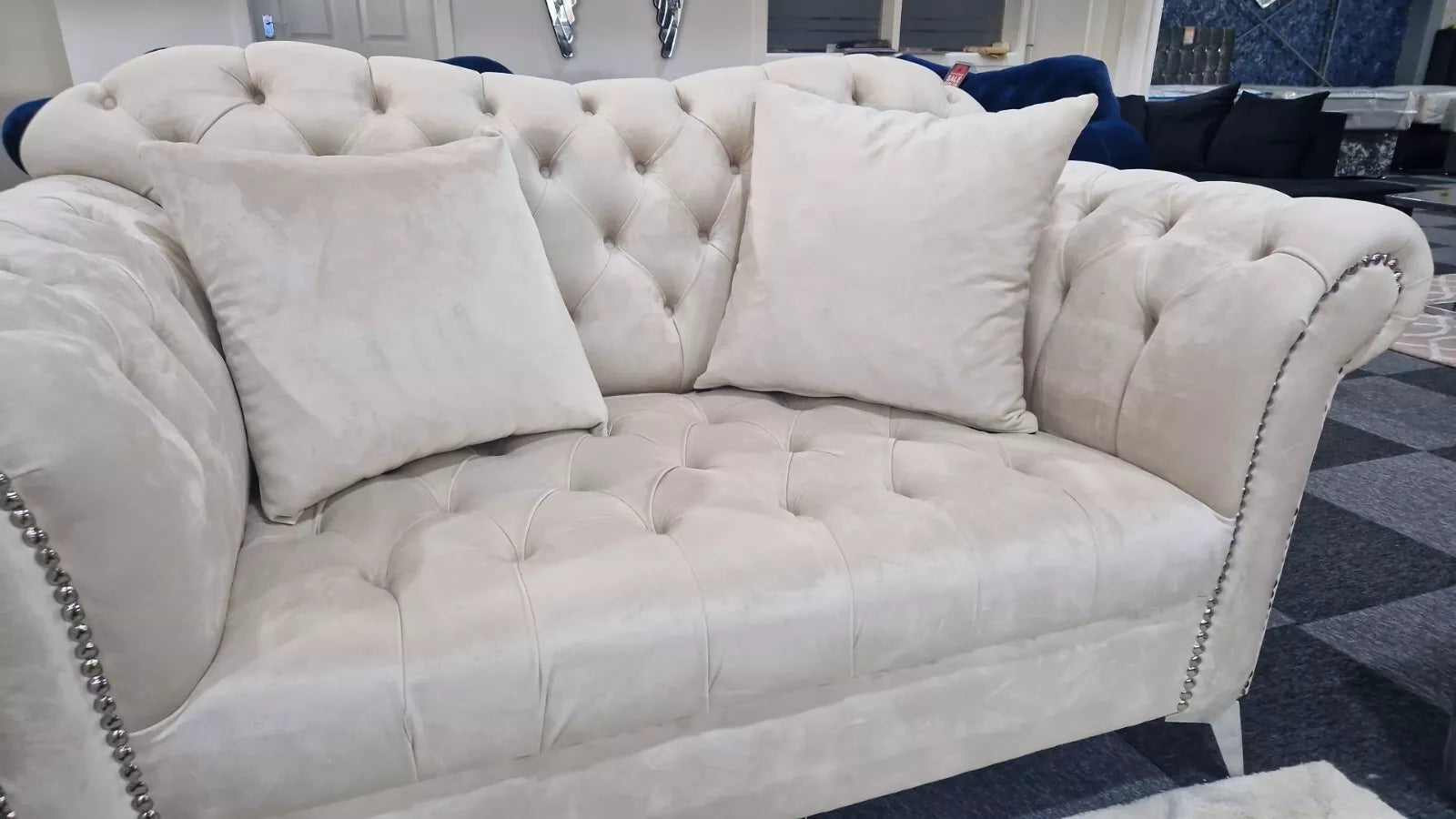 Elegance Chesterfield Sofa 3+2 Cream - My Store