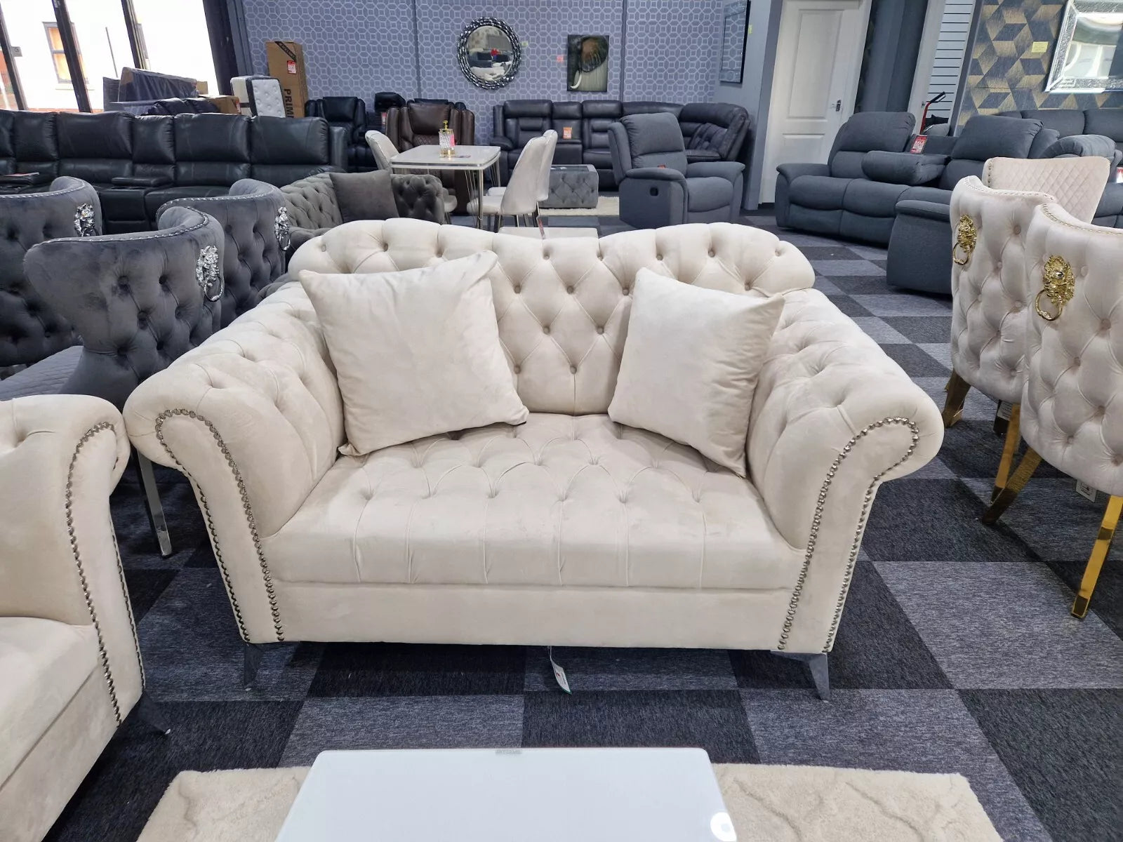 Elegance Chesterfield Sofa 3+2 Cream - My Store