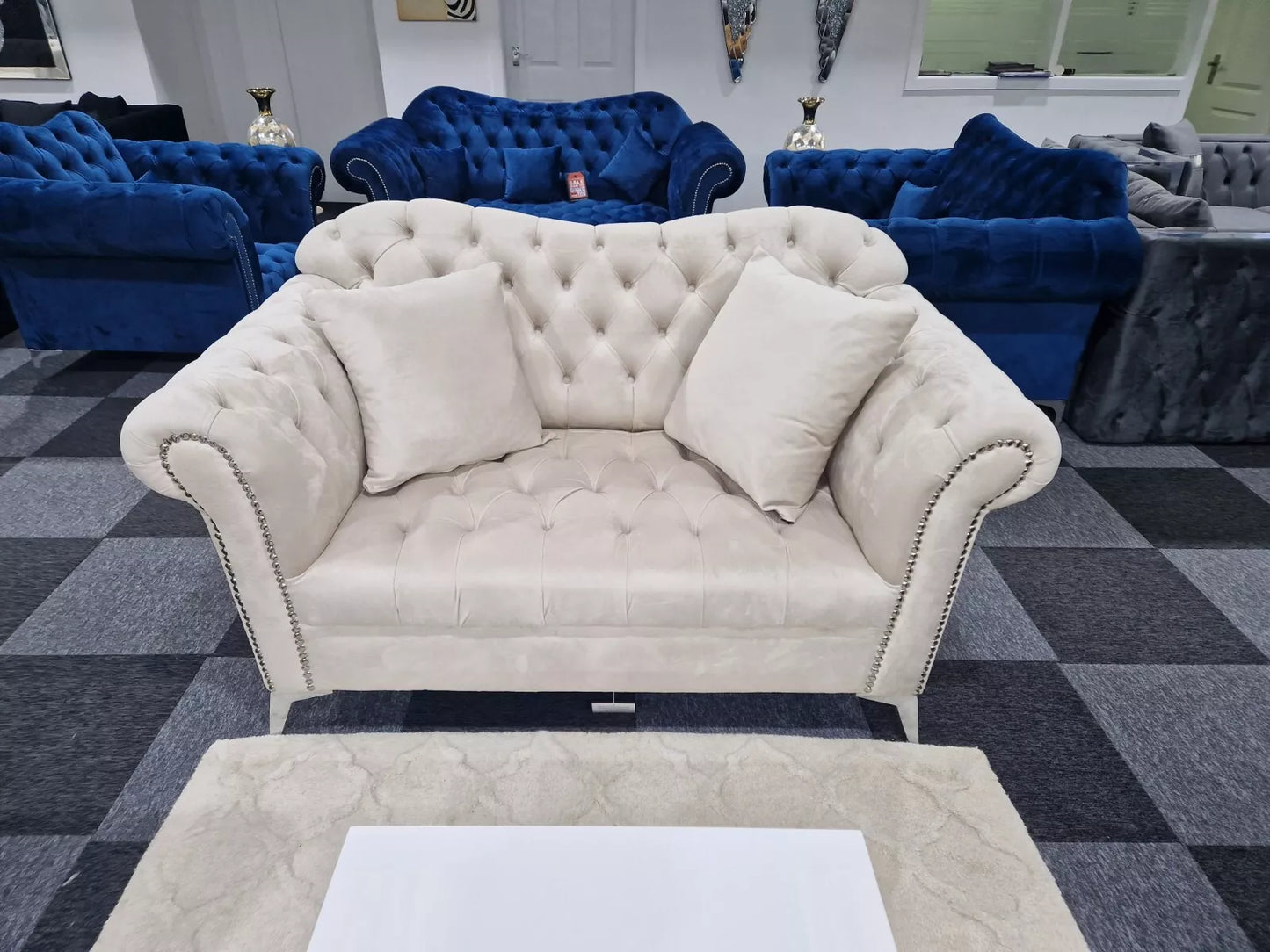 Elegance Chesterfield Sofa 3+2 Cream - My Store