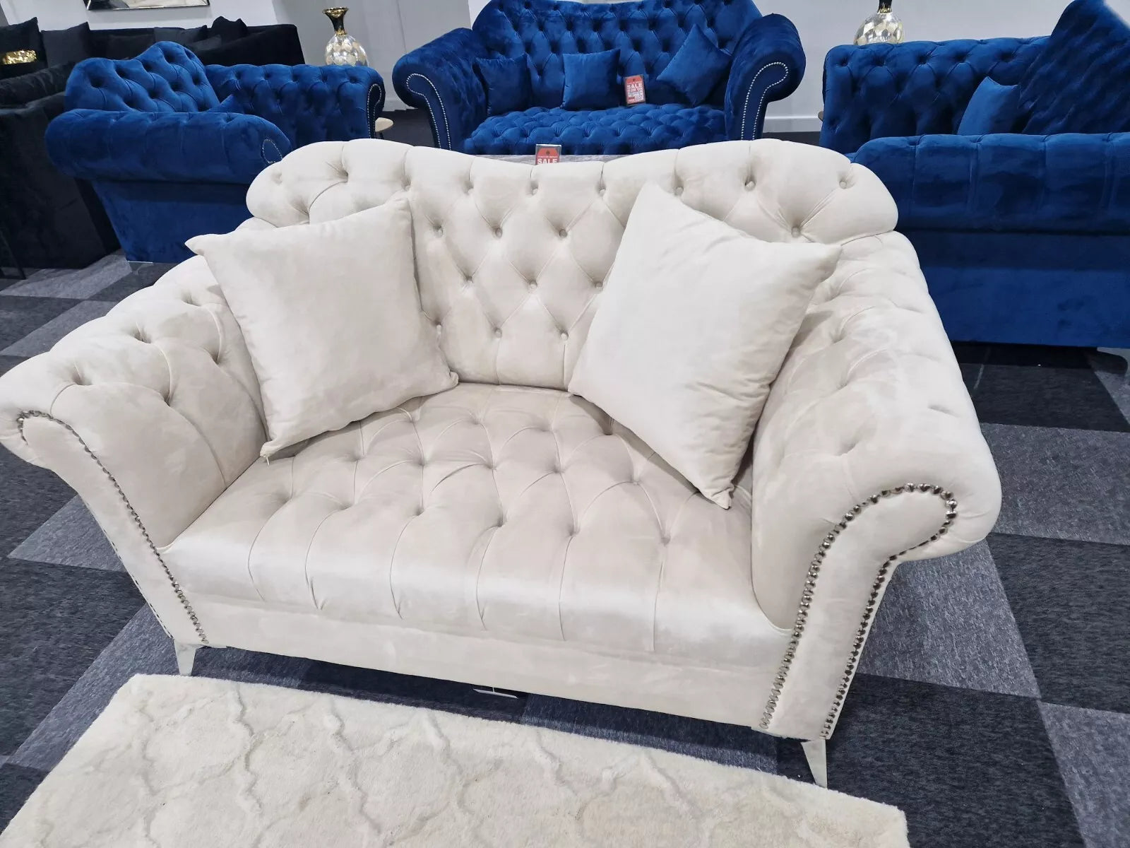 Elegance Chesterfield Sofa 3+2 Cream - My Store